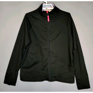 Fresh Produce Jacket Womens L Black Thumbhole Full Zip Athleisure Sport Active